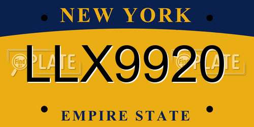 LLX9920 New York License Plate