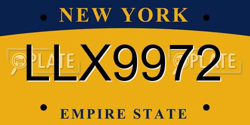 LLX9972 New York License Plate