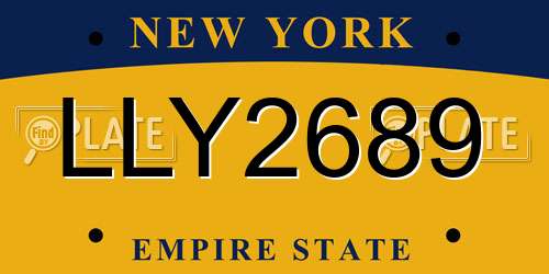 LLY2689 New York License Plate