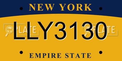 LLY3130 New York License Plate