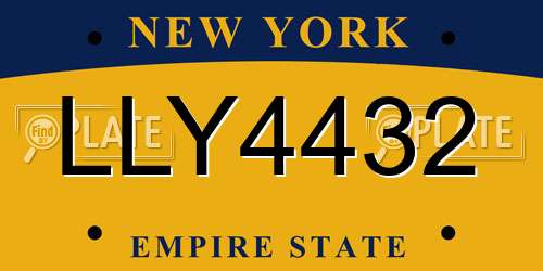 LLY4432 New York License Plate