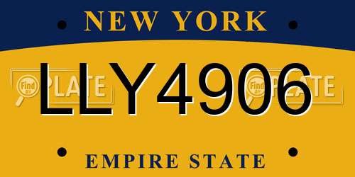 LLY4906 New York License Plate