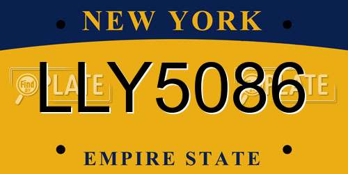 LLY5086 New York License Plate