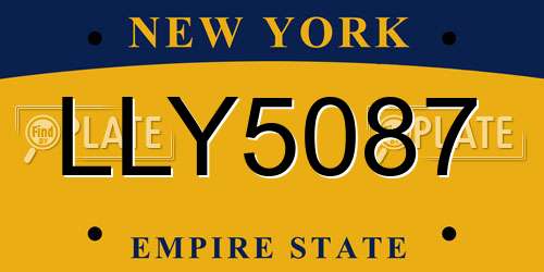 LLY5087 New York License Plate