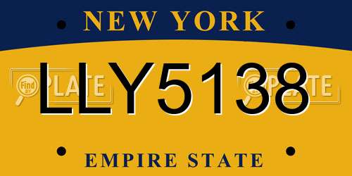 LLY5138 New York License Plate