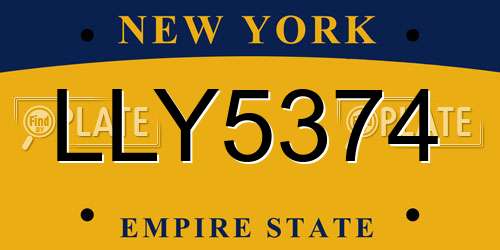 LLY5374 New York License Plate