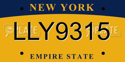 LLY9315 New York License Plate