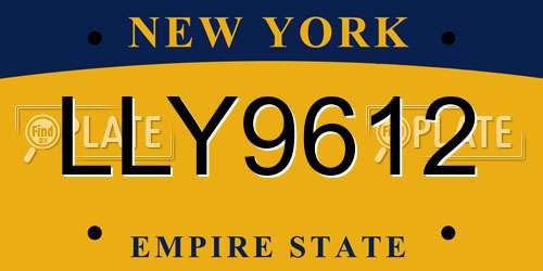 LLY9612 New York License Plate