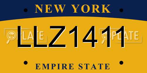 LLZ1411 New York License Plate