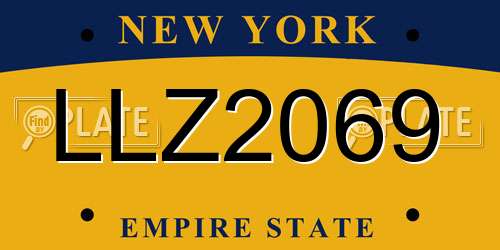 LLZ2069 New York License Plate