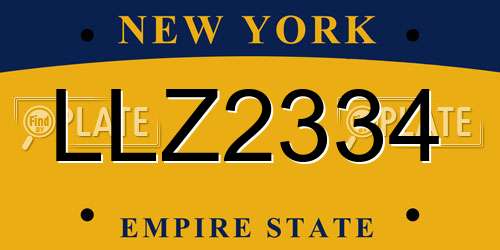 LLZ2334 New York License Plate