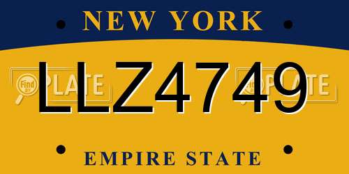 LLZ4749 New York License Plate