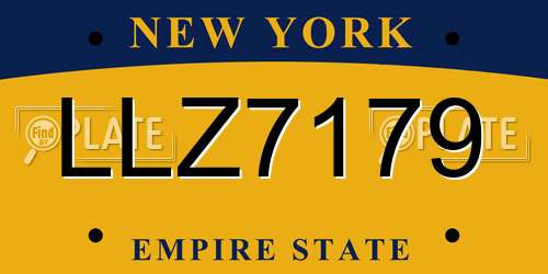 LLZ7179 New York License Plate