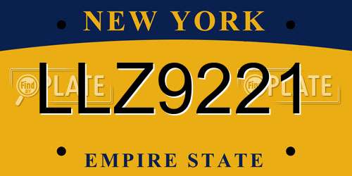 LLZ9221 New York License Plate