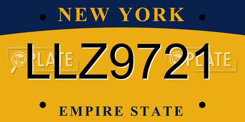LLZ9721 New York License Plate