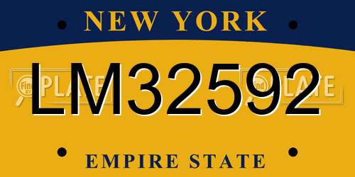 LM32592 New York License Plate
