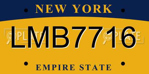 LMB7716 New York License Plate