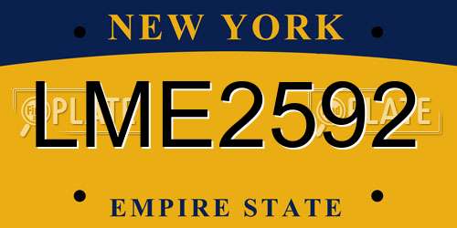 LME2592 New York License Plate