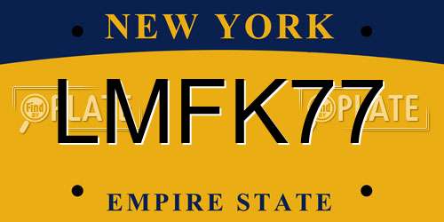 LMFK77 New York License Plate