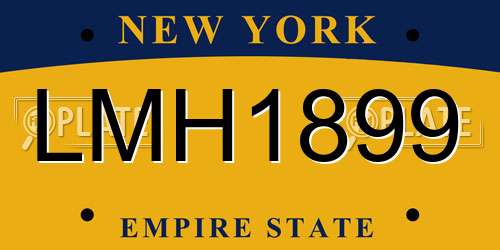 LMH1899 New York License Plate