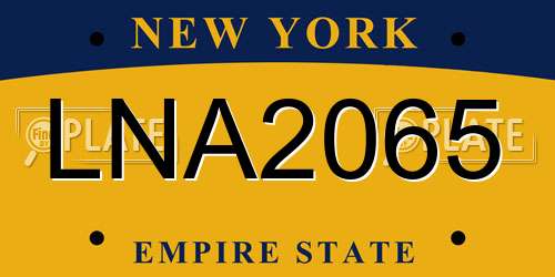 LNA2065 New York License Plate