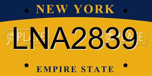 LNA2839 New York License Plate