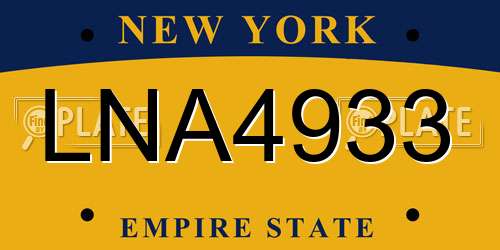 LNA4933 New York License Plate