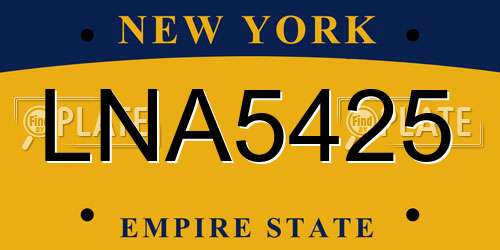 LNA5425 New York License Plate
