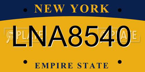 LNA8540 New York License Plate