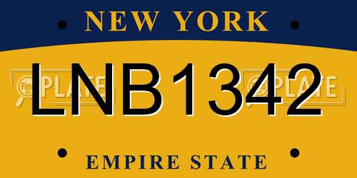 LNB1342 New York License Plate