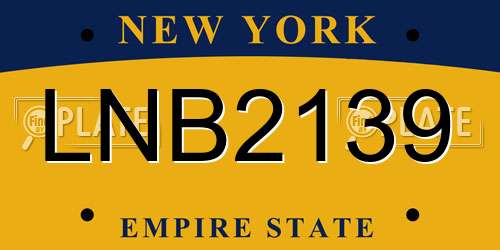 LNB2139 New York License Plate