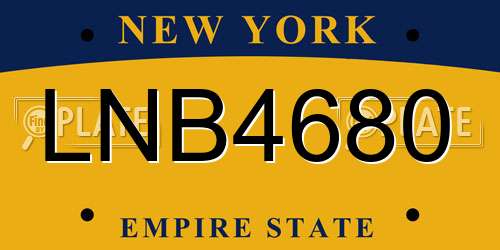 LNB4680 New York License Plate