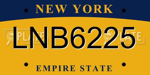 LNB6225 New York License Plate