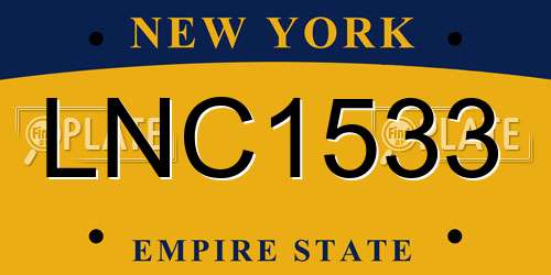 LNC1533 New York License Plate