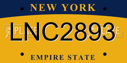 LNC2893 New York License Plate