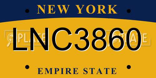 LNC3860 New York License Plate