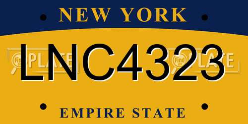 LNC4323 New York License Plate