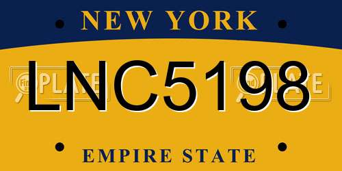 LNC5198 New York License Plate