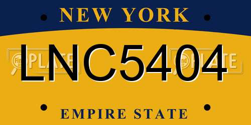 LNC5404 New York License Plate
