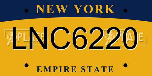 LNC6220 New York License Plate
