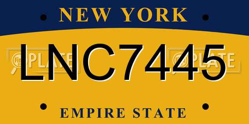 LNC7445 New York License Plate