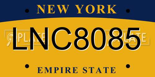 LNC8085 New York License Plate