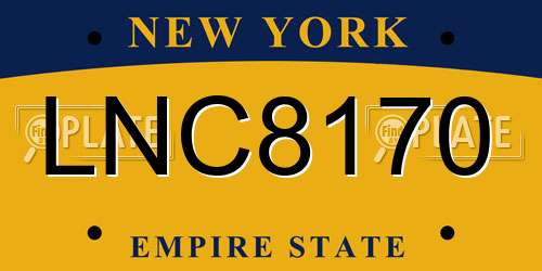 LNC8170 New York License Plate