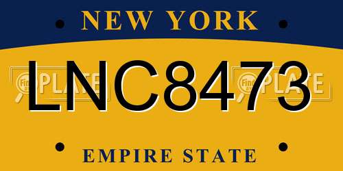LNC8473 New York License Plate