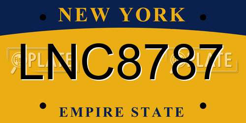 LNC8787 New York License Plate