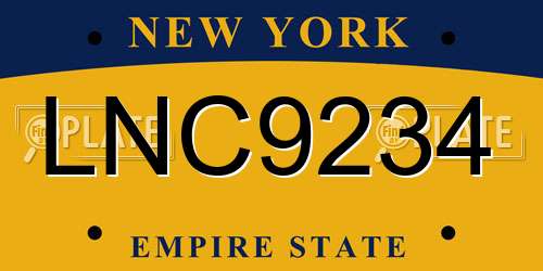 LNC9234 New York License Plate