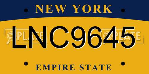 LNC9645 New York License Plate