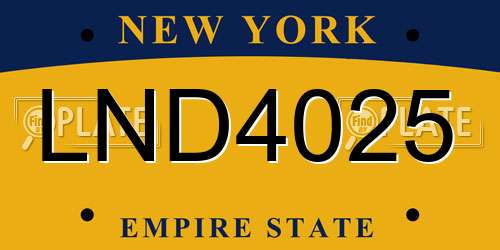 LND4025 New York License Plate