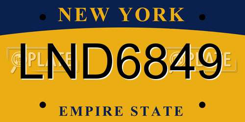 LND6849 New York License Plate
