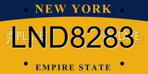 LND8283 New York License Plate